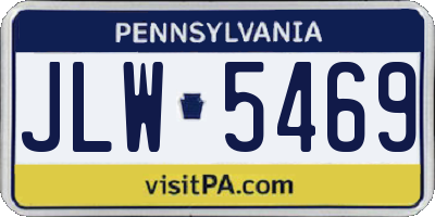 PA license plate JLW5469