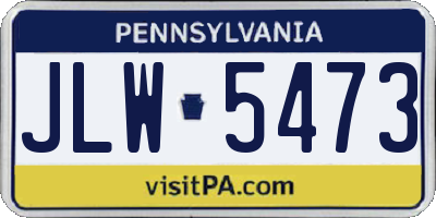PA license plate JLW5473