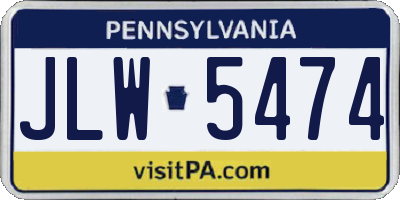 PA license plate JLW5474