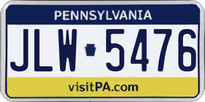 PA license plate JLW5476