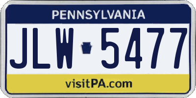 PA license plate JLW5477