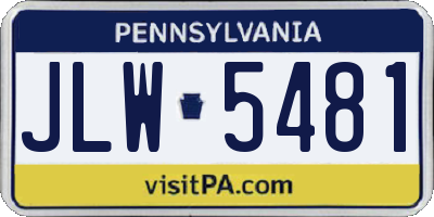 PA license plate JLW5481