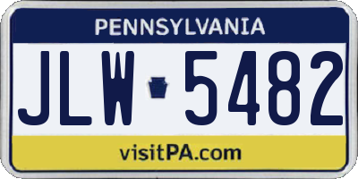 PA license plate JLW5482