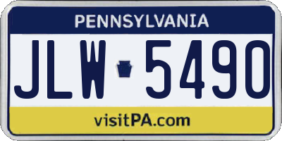 PA license plate JLW5490