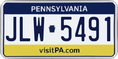 PA license plate JLW5491