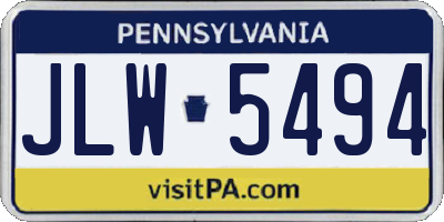 PA license plate JLW5494