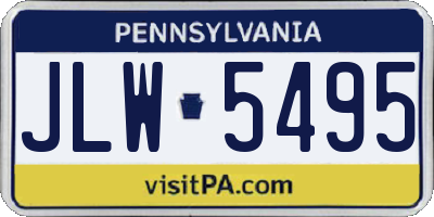 PA license plate JLW5495