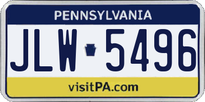 PA license plate JLW5496