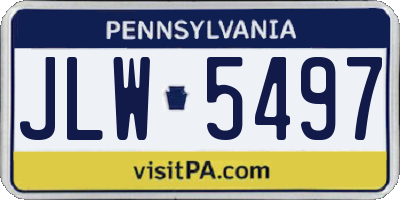 PA license plate JLW5497