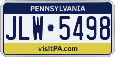 PA license plate JLW5498