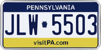 PA license plate JLW5503