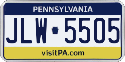 PA license plate JLW5505