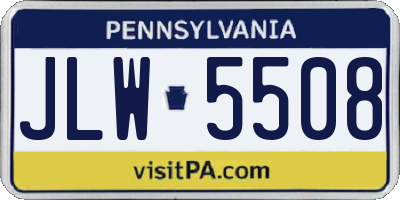 PA license plate JLW5508
