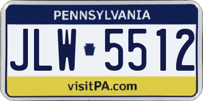 PA license plate JLW5512