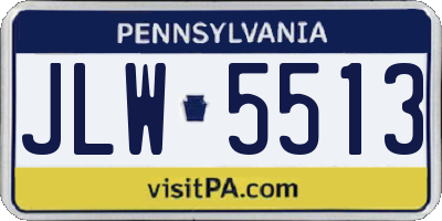 PA license plate JLW5513