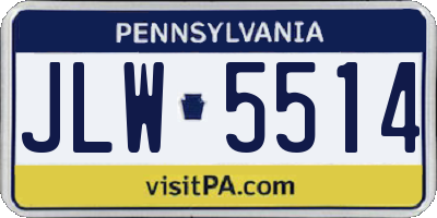 PA license plate JLW5514