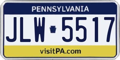 PA license plate JLW5517