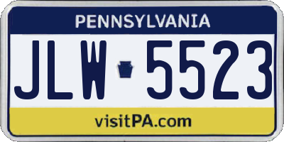 PA license plate JLW5523