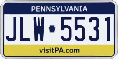 PA license plate JLW5531