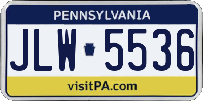 PA license plate JLW5536