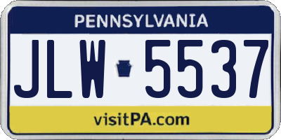 PA license plate JLW5537
