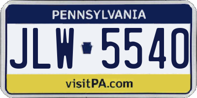 PA license plate JLW5540