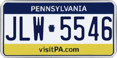 PA license plate JLW5546