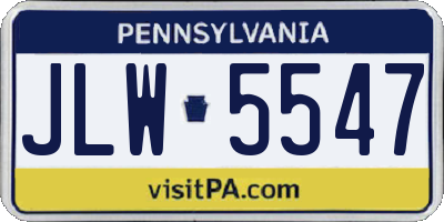 PA license plate JLW5547