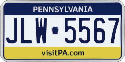 PA license plate JLW5567