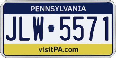PA license plate JLW5571