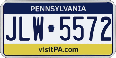 PA license plate JLW5572