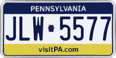 PA license plate JLW5577