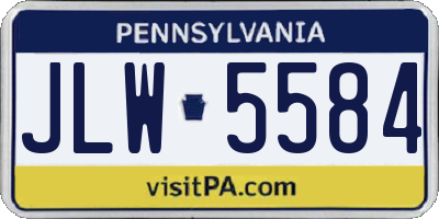 PA license plate JLW5584