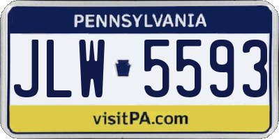 PA license plate JLW5593