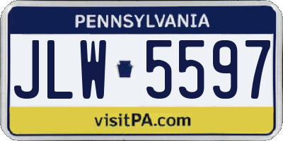 PA license plate JLW5597