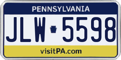 PA license plate JLW5598