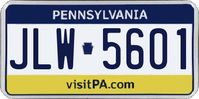 PA license plate JLW5601