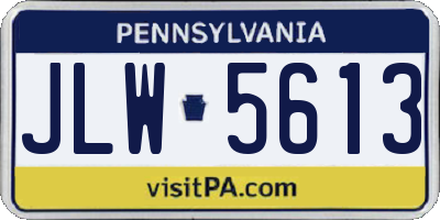 PA license plate JLW5613
