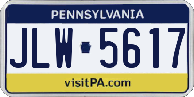 PA license plate JLW5617
