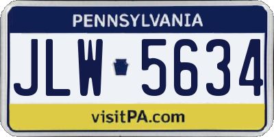 PA license plate JLW5634