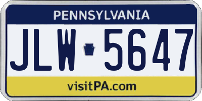 PA license plate JLW5647