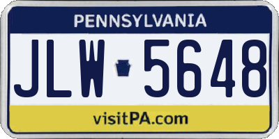 PA license plate JLW5648