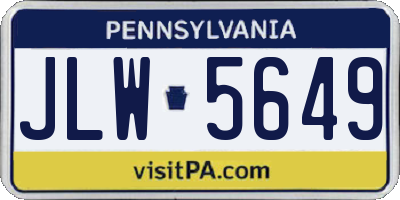 PA license plate JLW5649