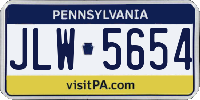 PA license plate JLW5654