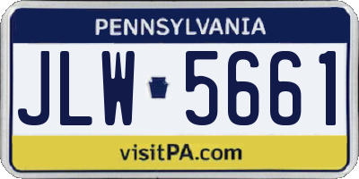 PA license plate JLW5661