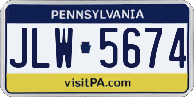 PA license plate JLW5674