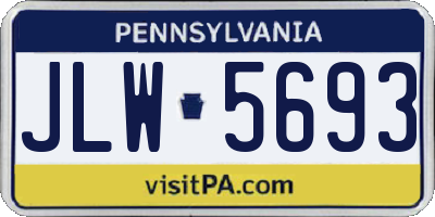 PA license plate JLW5693