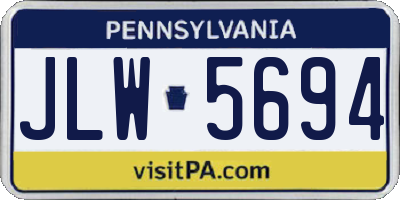 PA license plate JLW5694