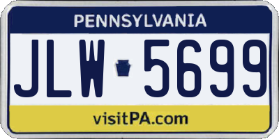 PA license plate JLW5699