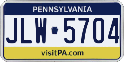 PA license plate JLW5704